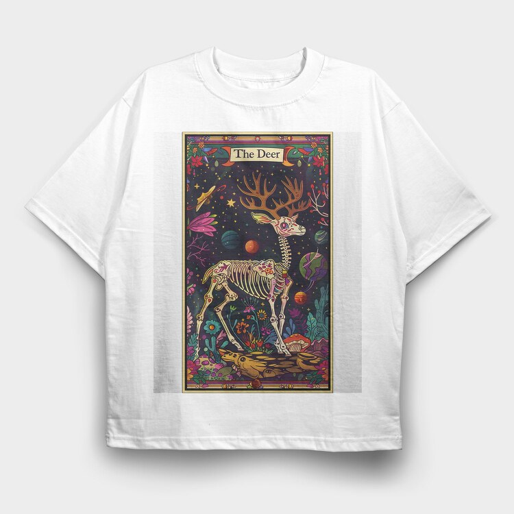 Deer Skeleton Space, Tricou Oversize Barbati (Unisex)