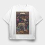 Deer Skeleton Space, Tricou Oversize Barbati (Unisex)