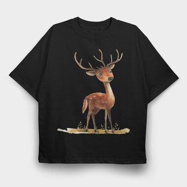 Deer Standing Wise, Tricou Oversize Barbati (Unisex)