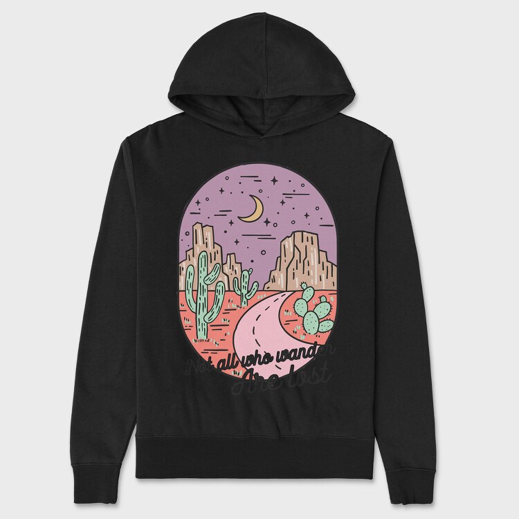 Desert Cactus Night, Hanorac Oversize Barbati (Unisex)