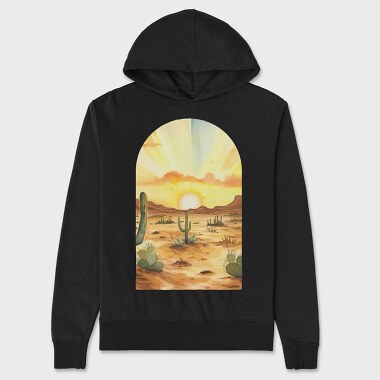 Desert Cactus Sunset, Hanorac Oversize Barbati (Unisex)