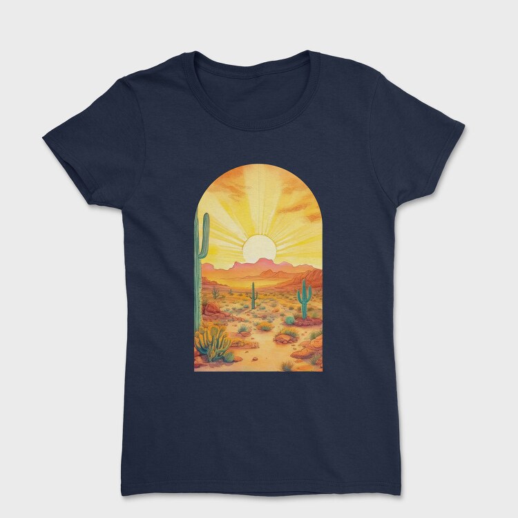 Desert Cactuses Sunset, Tricou Femei