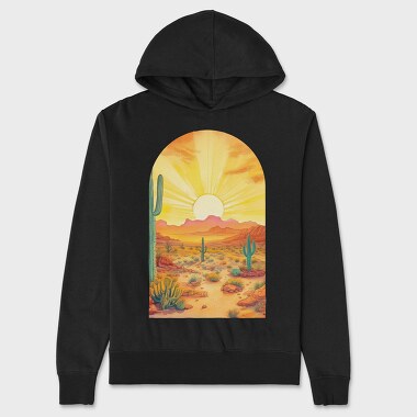 Desert Cactuses Sunset, Hanorac Oversize Barbati (Unisex)