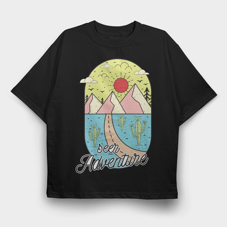Desert Mountain Adventure, Tricou Oversize Barbati (Unisex)
