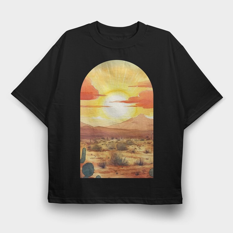 Desert Sunset Night, Tricou Oversize Barbati (Unisex)
