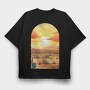 Desert Sunset Night, Tricou Oversize Barbati (Unisex)