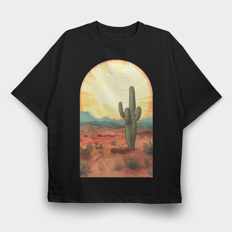 Desert Sunset Saga, Tricou Oversize Barbati (Unisex)