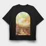 Desert Sunset Vintage, Tricou Oversize Barbati (Unisex)