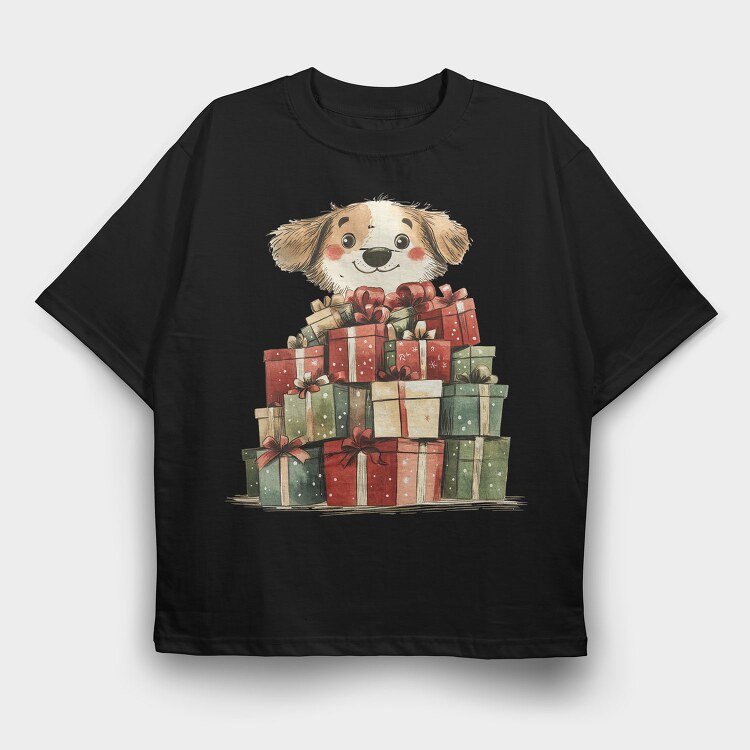 Dog With Gifts, Tricou Oversize Barbati (Unisex)