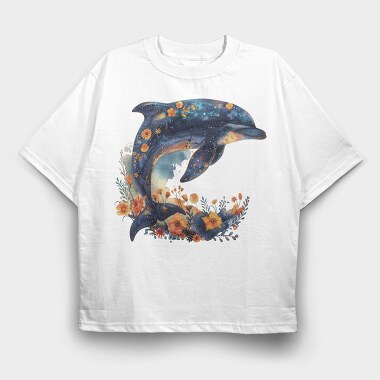 Dolphin Floral Dreams, Tricou Oversize Barbati (Unisex)