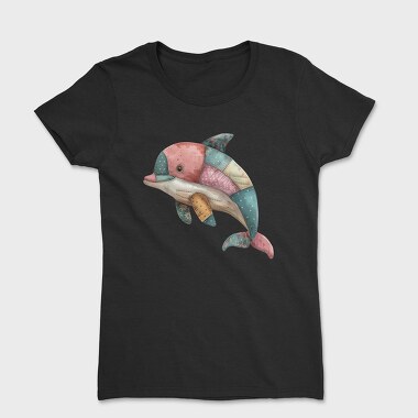 Dolphin Patchwork Art, Tricou Femei