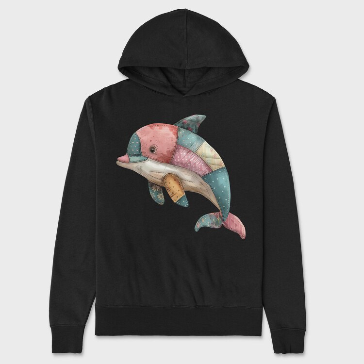 Dolphin Patchwork Art, Hanorac Oversize Barbati (Unisex)