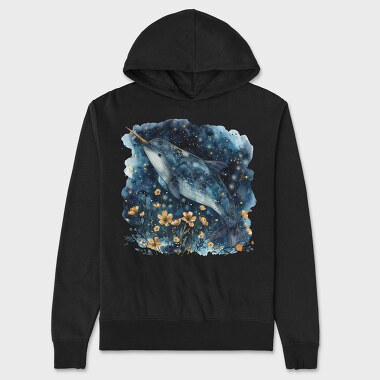 Dolphin Starry Night, Hanorac Oversize Barbati (Unisex)