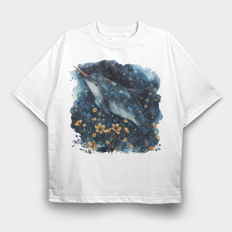 Dolphin Starry Night, Tricou Oversize Barbati (Unisex)