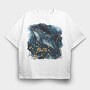 Dolphin Starry Night, Tricou Oversize Barbati (Unisex)