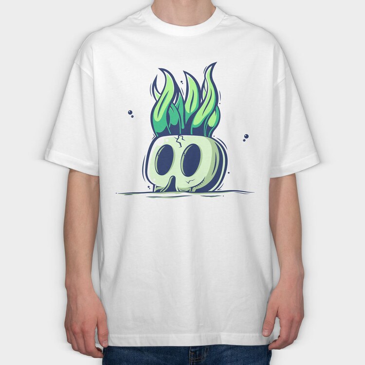 Green Ghost Flames, Tricou Oversize Barbati (Unisex)