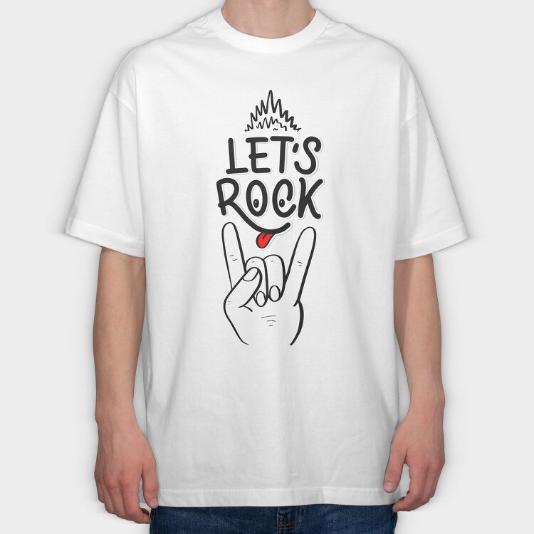 Lets Rock Hand Sign, Tricou Oversize Barbati (Unisex)