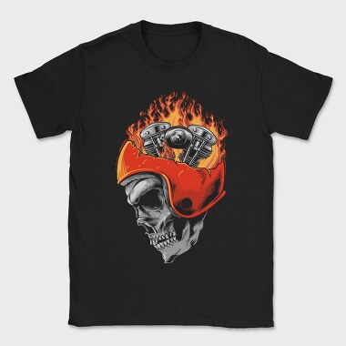 Motorcycle Skull Fire, Tricou Barbati (Unisex)
