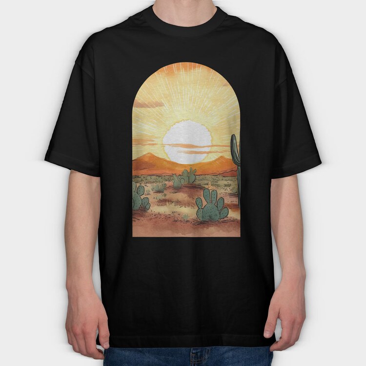 Desert Sunset Dream, Tricou Oversize Barbati (Unisex)