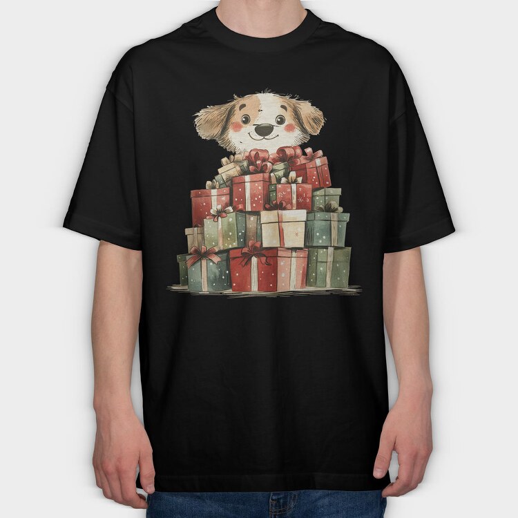 Dog With Gifts, Tricou Oversize Barbati (Unisex)