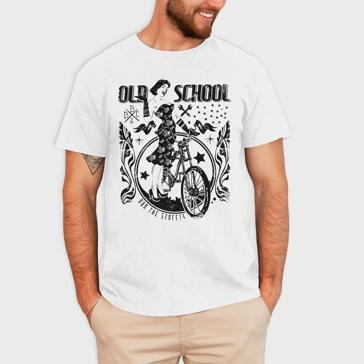 Old School Biker Chick, Tricou Barbati (Unisex)
