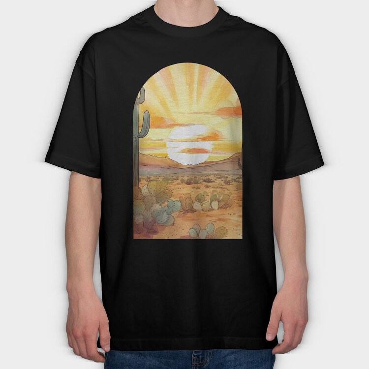 Desert Sunset Lover, Tricou Oversize Barbati (Unisex)