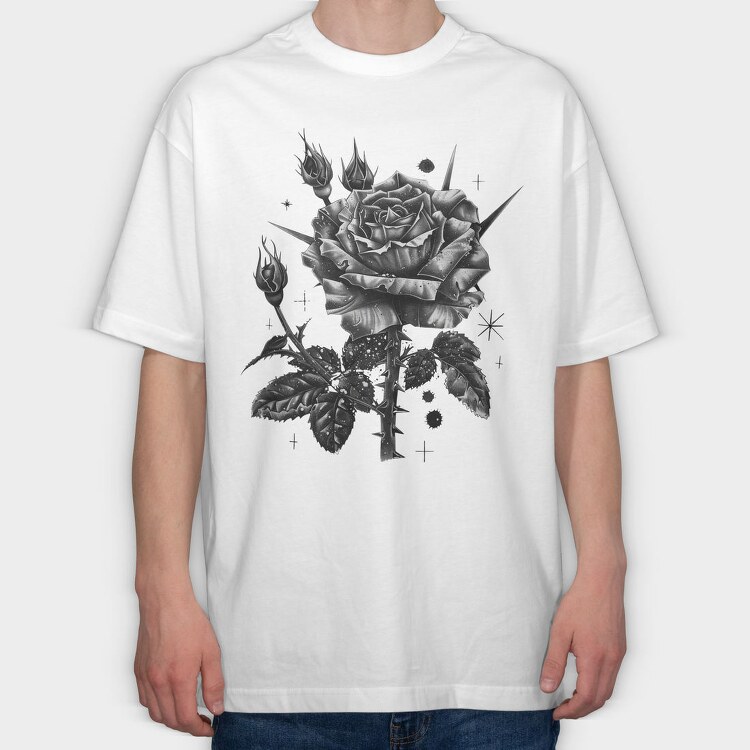 Dark Gothic Rose Garden, Tricou Oversize Barbati (Unisex)