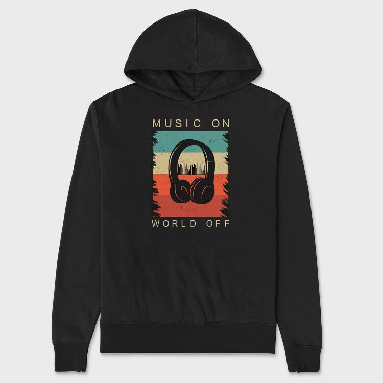 Music On World Off Headphones, Hanorac Oversize Barbati (Unisex)