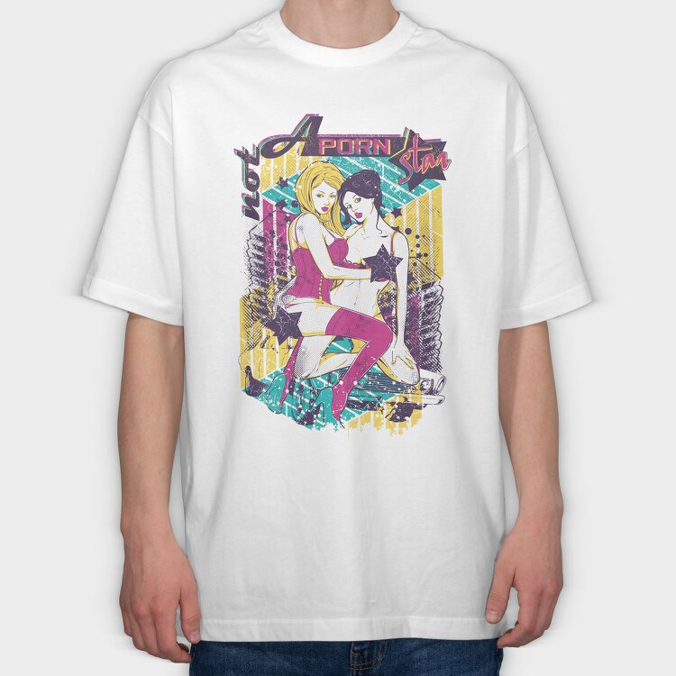 Neon Star Pin Up, Tricou Oversize Barbati (Unisex)