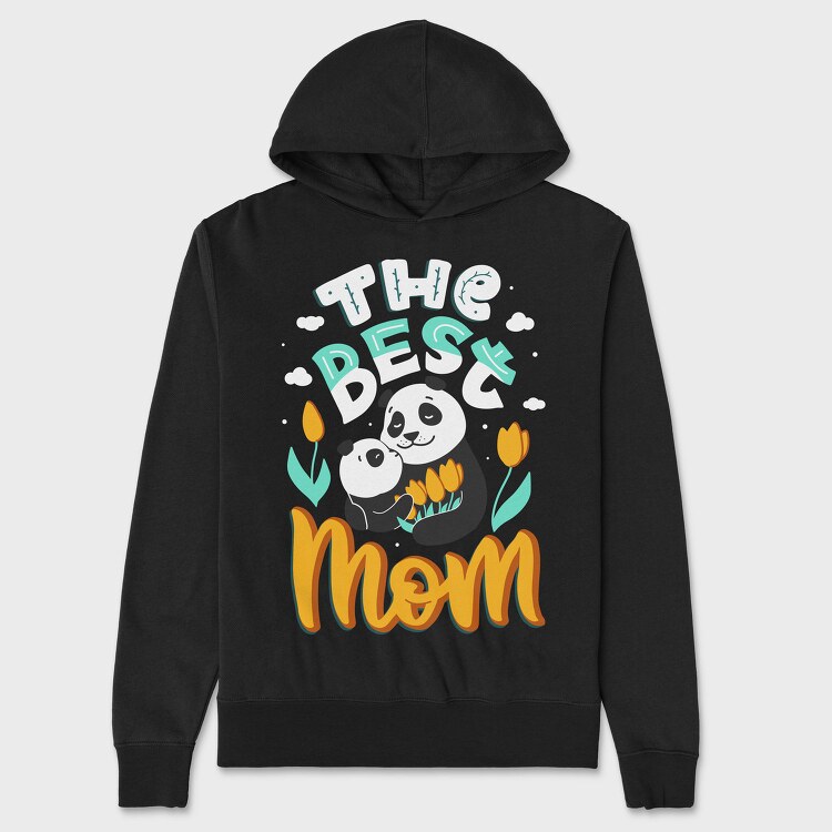 Panda Mom Tulips, Hanorac Oversize Barbati (Unisex)