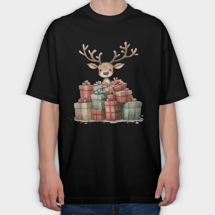 Deer With Gifts, Tricou Oversize Barbati (Unisex)