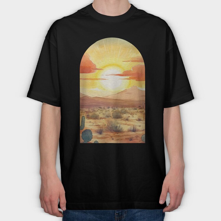 Desert Sunset Night, Tricou Oversize Barbati (Unisex)