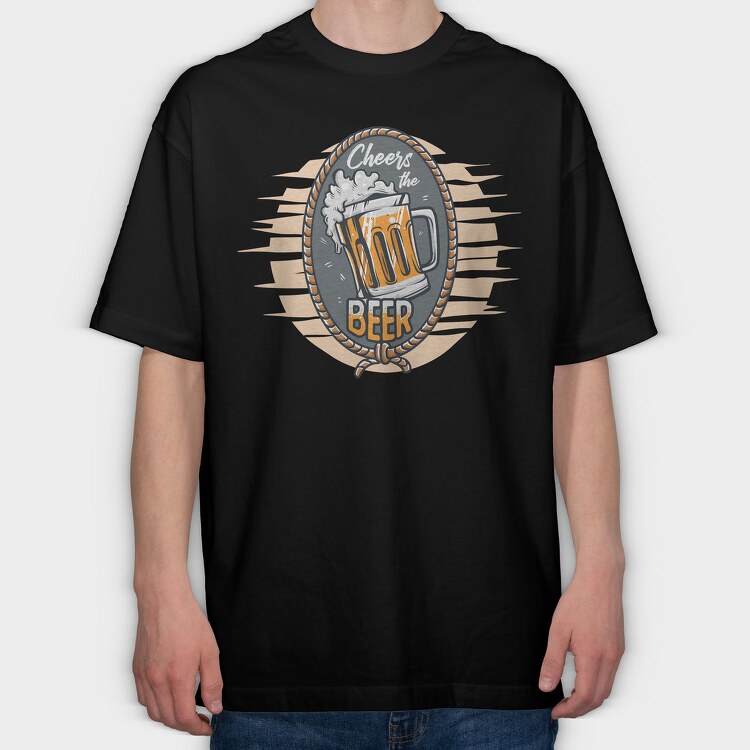 Cheers The Beer Mug, Tricou Oversize Barbati (Unisex)