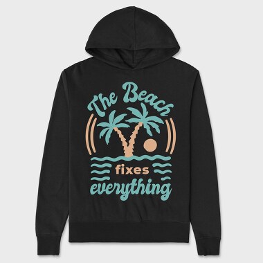 The Beach Fixes Everything, Hanorac Oversize Barbati (Unisex)