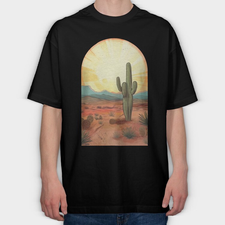 Desert Sunset Saga, Tricou Oversize Barbati (Unisex)