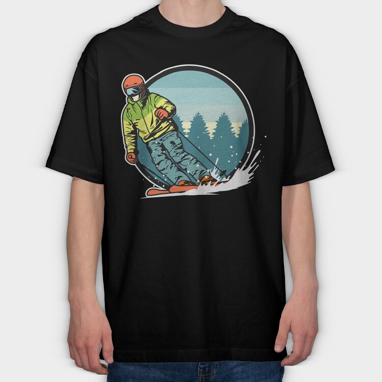Skiing Adventure, Tricou Oversize Barbati (Unisex)