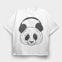 Panda Headphones, Tricou Oversize Barbati (Unisex)