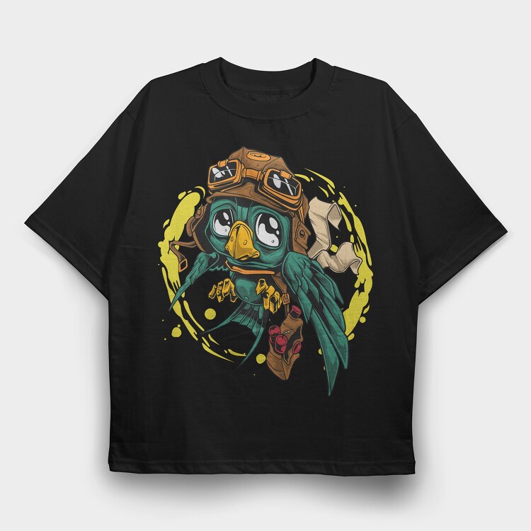 Pilot Parrot, Tricou Oversize Barbati (Unisex)