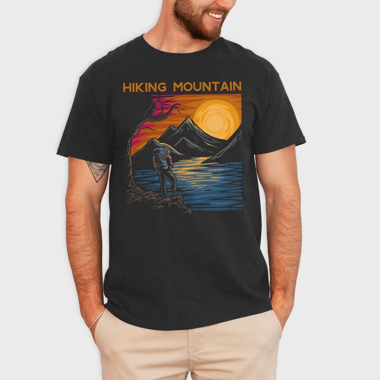 Hiking Mountain Sunset, Tricou Barbati (Unisex)