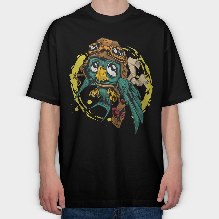 Pilot Parrot, Tricou Oversize Barbati (Unisex)
