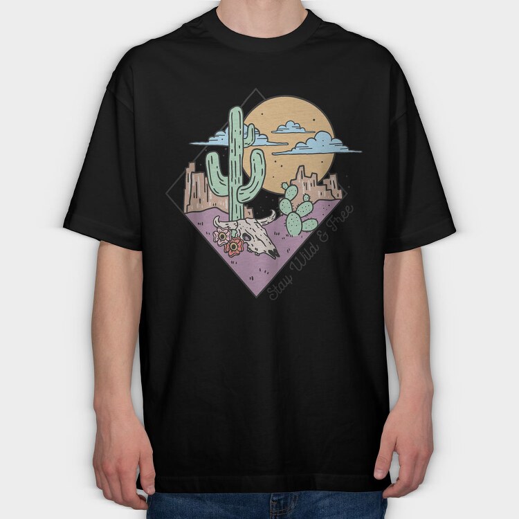 Desert Cactus Adventure, Tricou Oversize Barbati (Unisex)