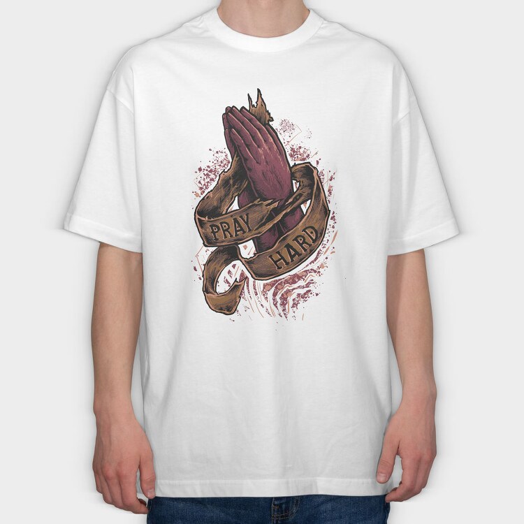 Prayer Hands Hard Pray, Tricou Oversize Barbati (Unisex)