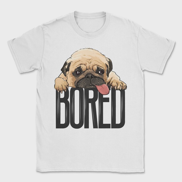 Pug Bored Tongue Out, Tricou Barbati (Unisex)