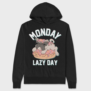 Pug Donut Monday, Hanorac Oversize Barbati (Unisex)