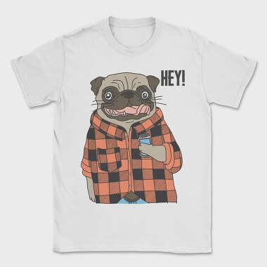 Pug Hey Plaid, Tricou Barbati (Unisex)
