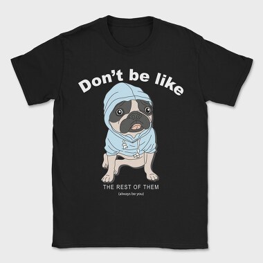 Pug In Blue Hoodie, Tricou Barbati (Unisex)