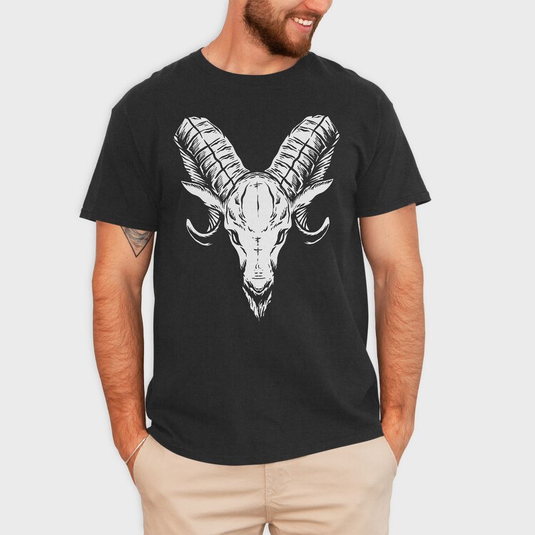 Ram Skull Horns, Tricou Barbati (Unisex)