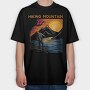 Hiking Mountain Sunset, Tricou Oversize Barbati (Unisex)