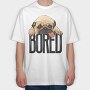 Pug Bored Tongue Out, Tricou Oversize Barbati (Unisex)