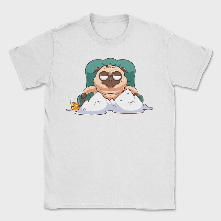Pug Lounging Drink, Tricou Barbati (Unisex)